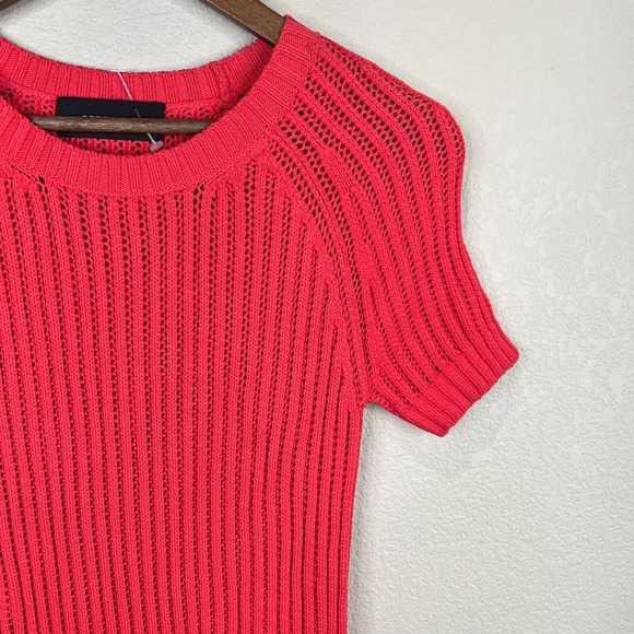 Derek Lam Womens Sweater Top Size Small Red Ribbed Knit Short Sleeve Crew Tunic - Picture 3 of 10